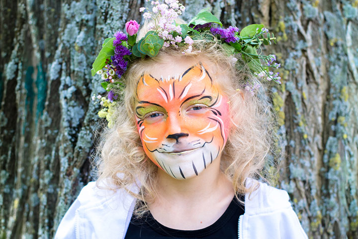 Pink tiger face paint  Tiger face paints, Face painting, Face painting  designs