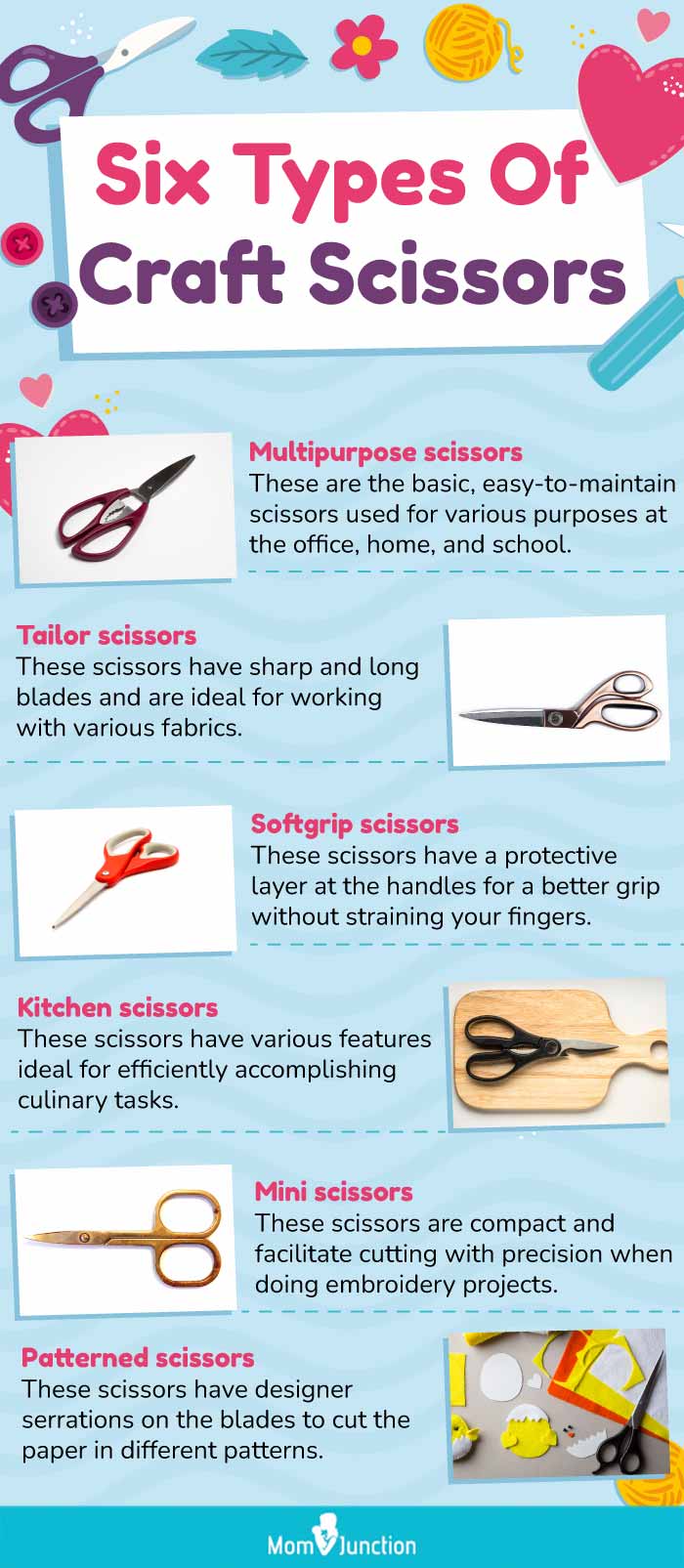 Set of Six Art Scrapbooking Scissors Crafting Scissors NEW in