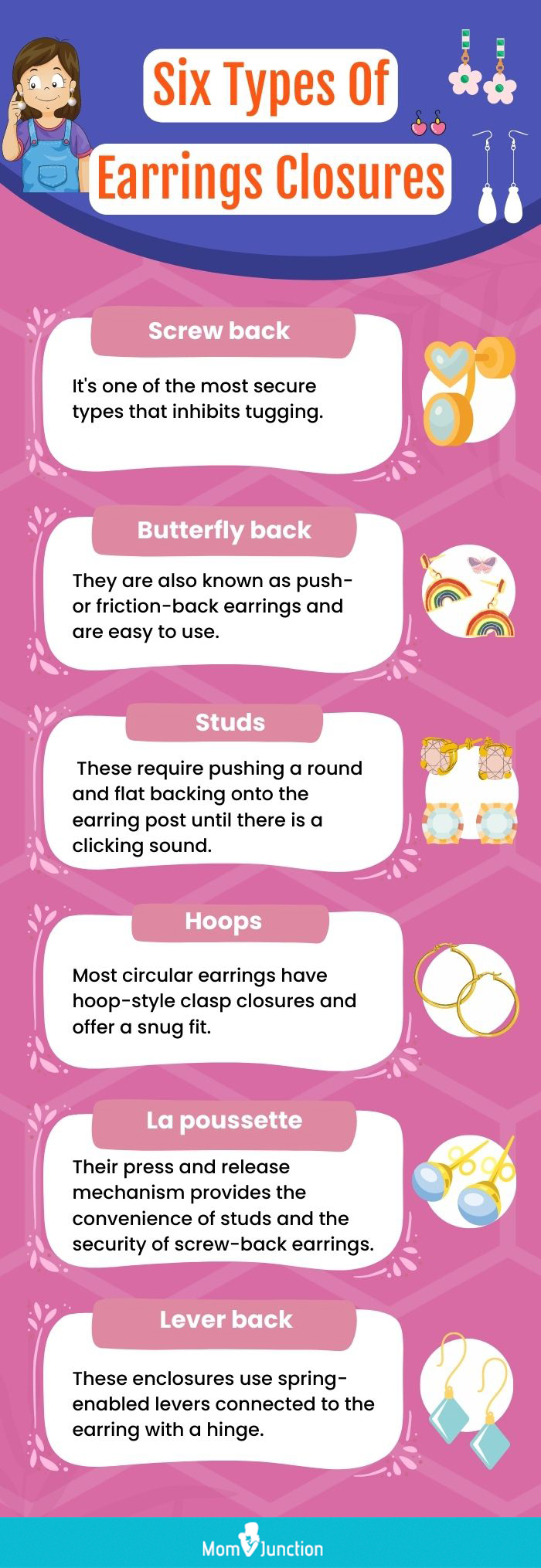 Types of Earring Closures, Common Earring Backs