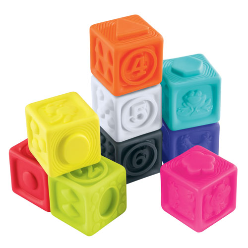 Squeezable Textured Stacking Blocks - 9 Pieces