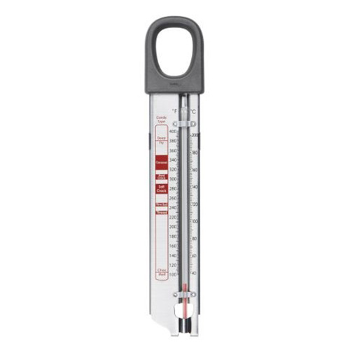 KitchenAid Curved Candy and Deep Fry Thermometer, Adjustable Silicone  Coated Clip Fits Most Cookware, Charcoal Gray