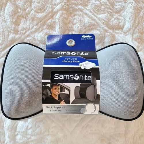 SAMSONITE TRAVEL NECK Pillow for Car or SUV - Gray. Helps Relieve