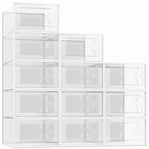  SEE SRPING XX-Large 12 Pack Shoe Storage Box, Clear