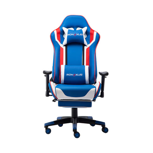 Blue Whale Massage Gaming Chair with Footrest and 350LBS Metal