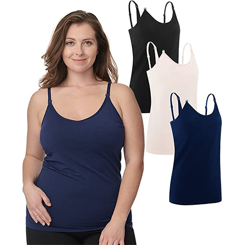 BRAVADO! BASICS Women's Seamless Maternity Nursing Tank Top Cami for  Breastfeeding with Adjustable Straps, Black, Small 