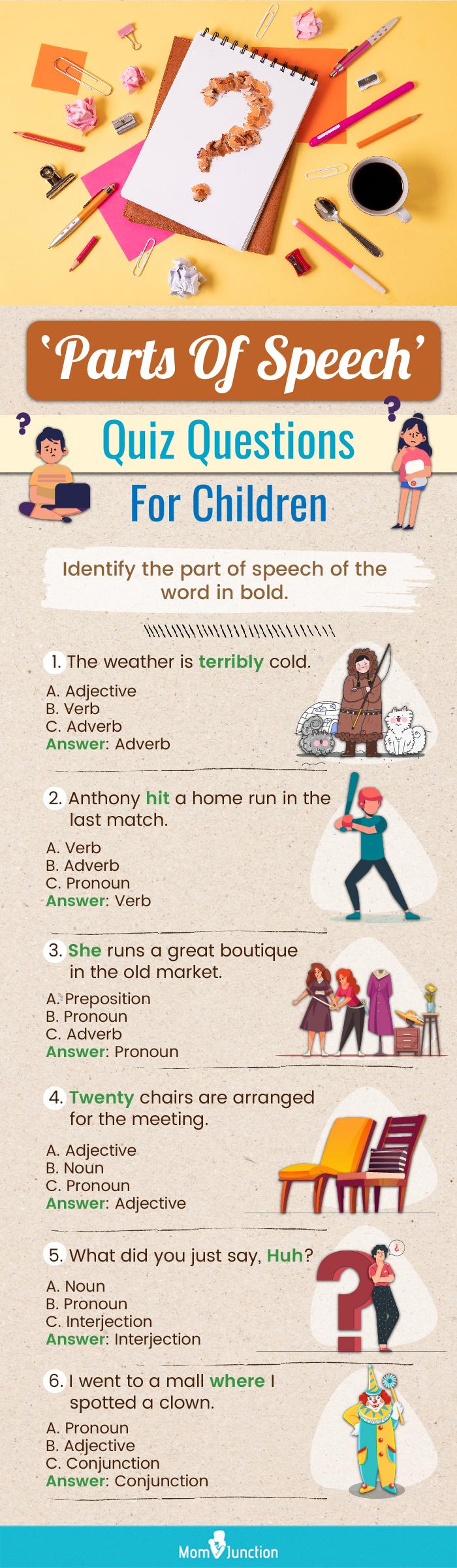 Parts Of Speech Quiz For Kids