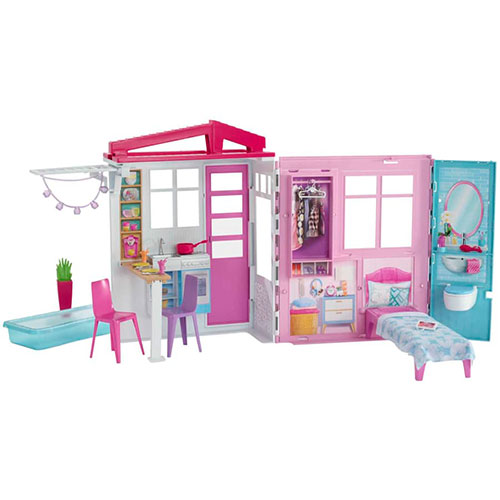 Doll set contains 11 rooms and furniture accessories. Pink children's doll  house toy house DIY pretend games to build assembled toys, suitable for bir