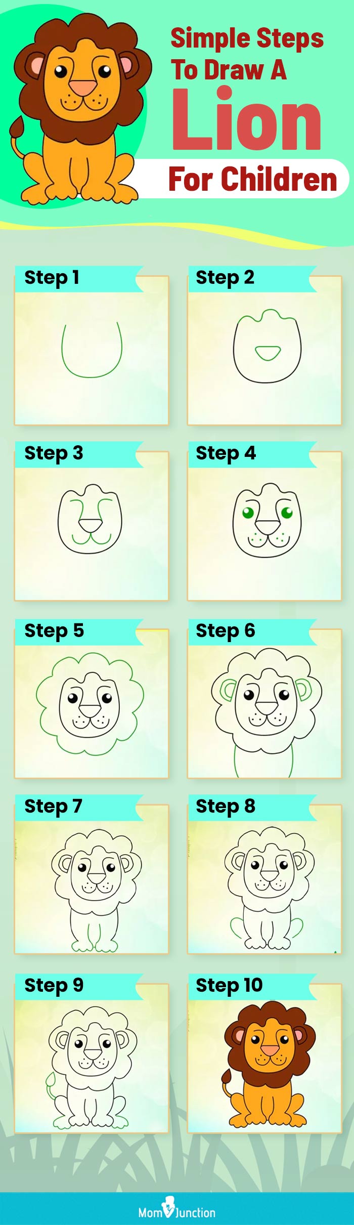 A simple lion drawing with easy step by step guides - Craft-Mart
