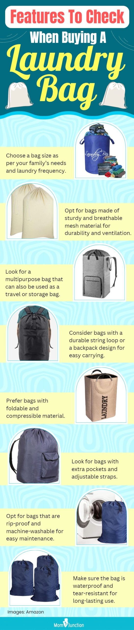  Small Laundry Bag, Drawstring, Carry Strap, Lock