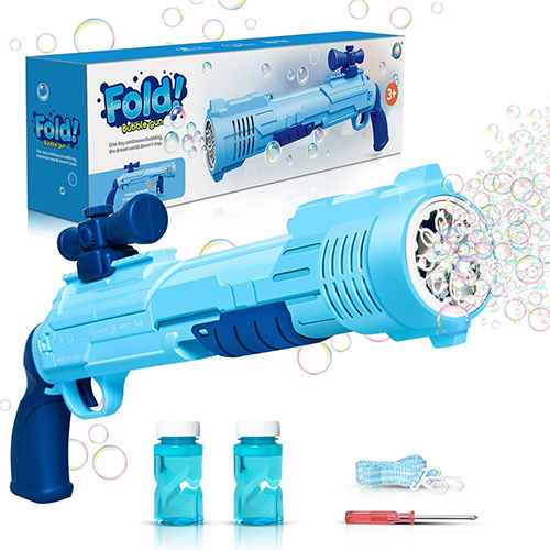 Bubble Gun with 2 Pack Bubble Liquid, Bubble Machine for Toddlers with 360-Degree  Leak-Proof Design, Ergonomic Grip, Automatic Bubble Guns for Kids, Party  Favors, Birthday Gift 