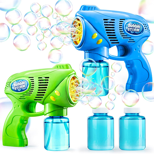OleOletOy 2 Bubble Guns with 2 Bubble Solution Refill 5 oz Each, Bubble  Maker Blower for Kids and Toddlers, Fun Summer Toy Blaster Game for  Birthday Party and Wedding, Outdoor Toys for