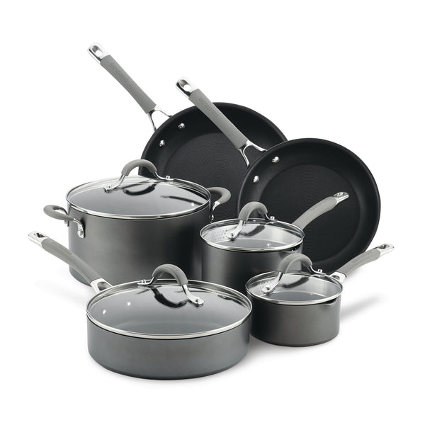 7pc Nonstick Hard Anodized Aluminum Cookware Set Dark Gray - Figmint™