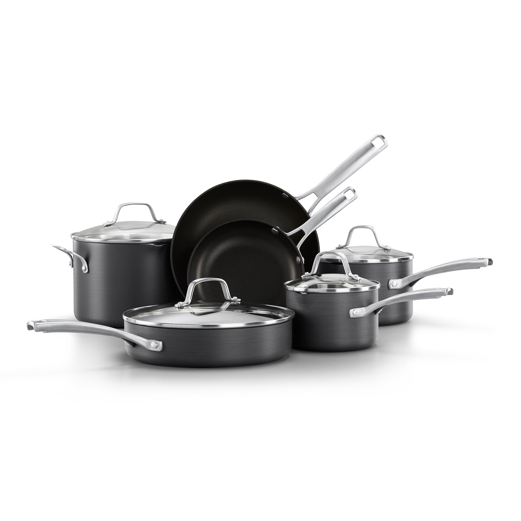 7pc Nonstick Hard Anodized Aluminum Cookware Set Dark Gray - Figmint™