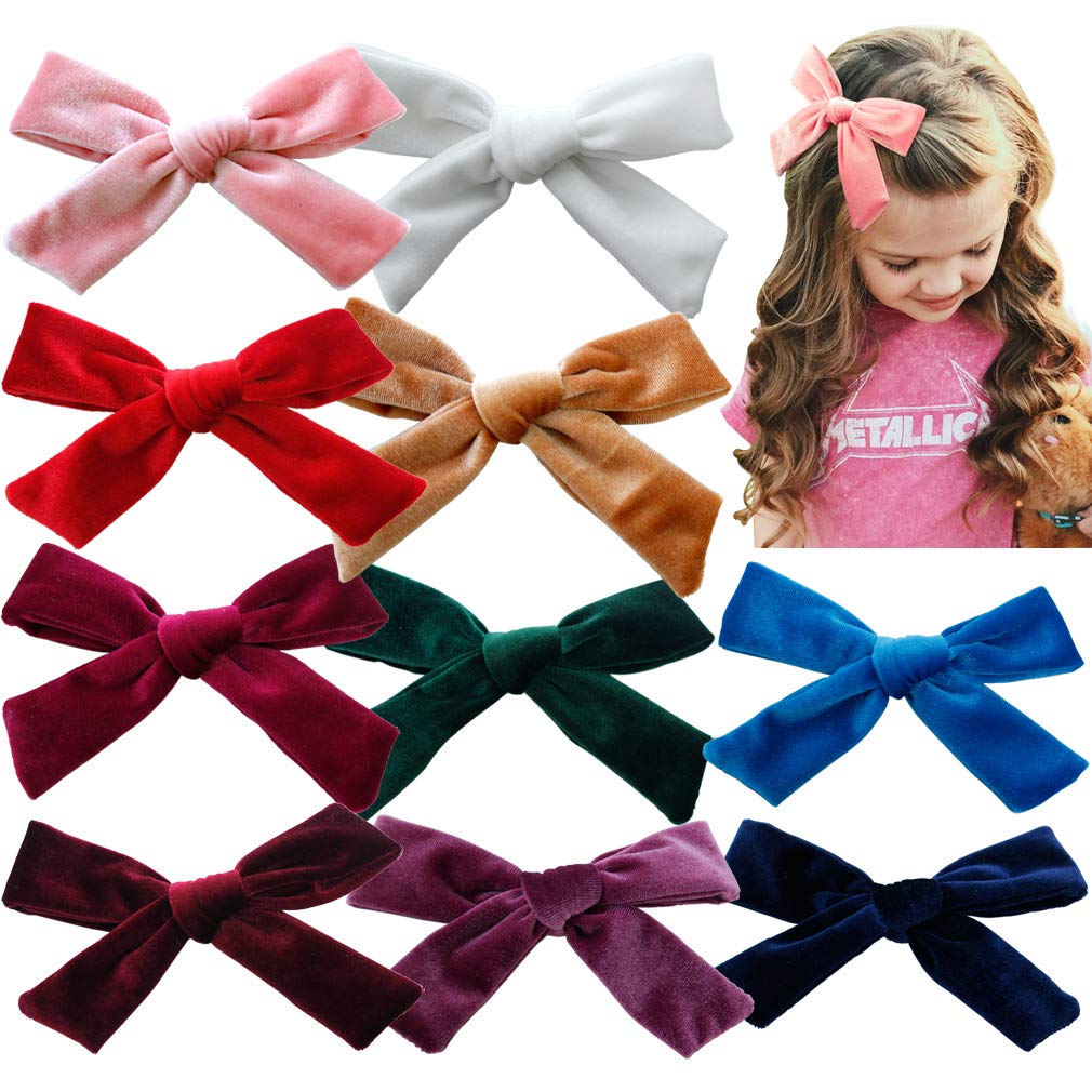Oaoleer 4 PCS Velvet Hair Bows For Girls, Red Bow Clips For Women