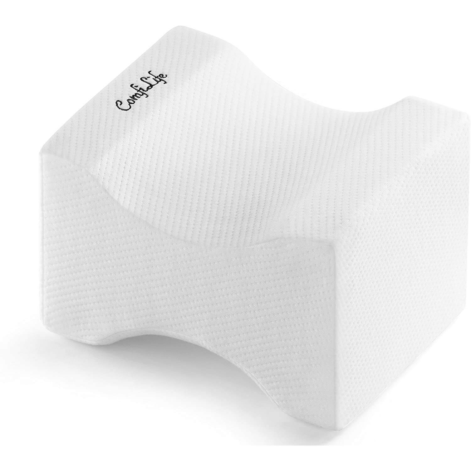 Knee Pillow w/Strap - New 3-Level Contour Memory Foam Leg Separator & Side Sleeper Design, Large to Small Support & Hip Alignment for Lower Back, Join