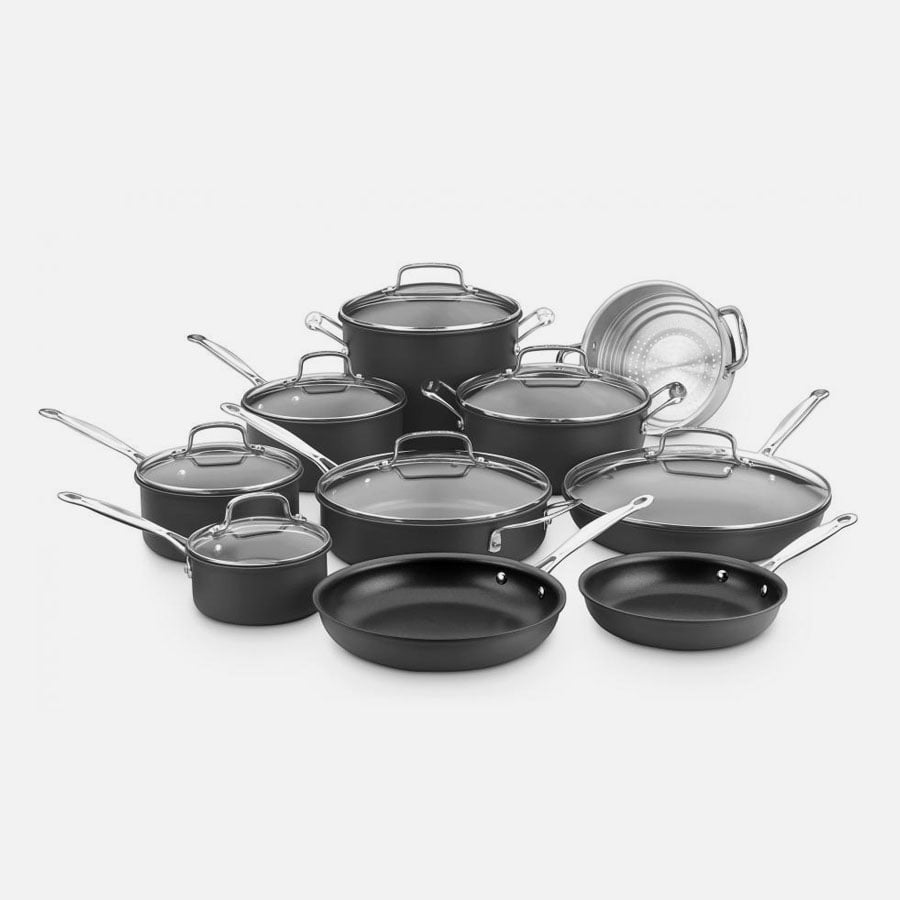 7pc Nonstick Hard Anodized Aluminum Cookware Set Dark Gray - Figmint™