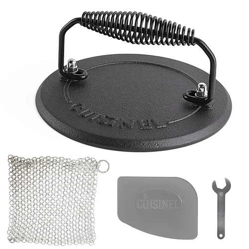 Outset Cast Iron, 8 x 8 x 3.25 inches, Round Grill Press