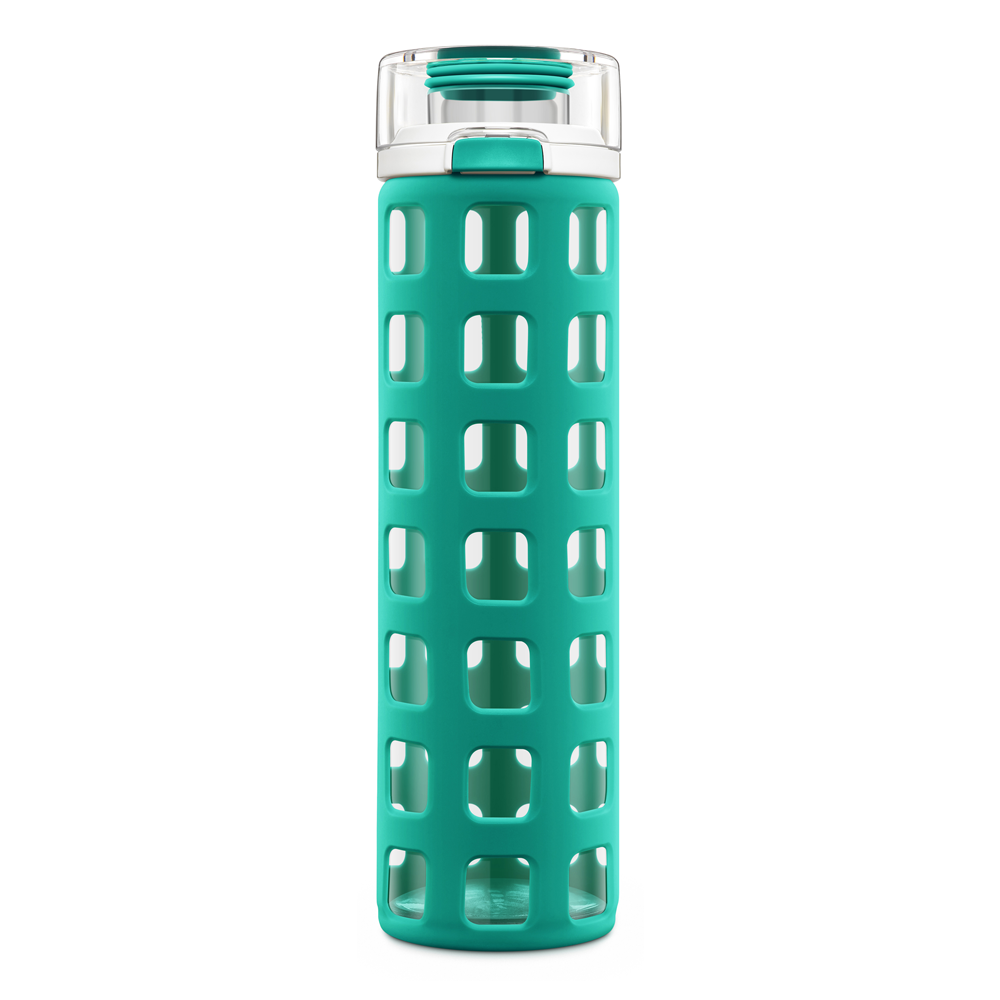 JoyJolt 20oz Glass Water Bottle: Strap & Silicone Sleeve
