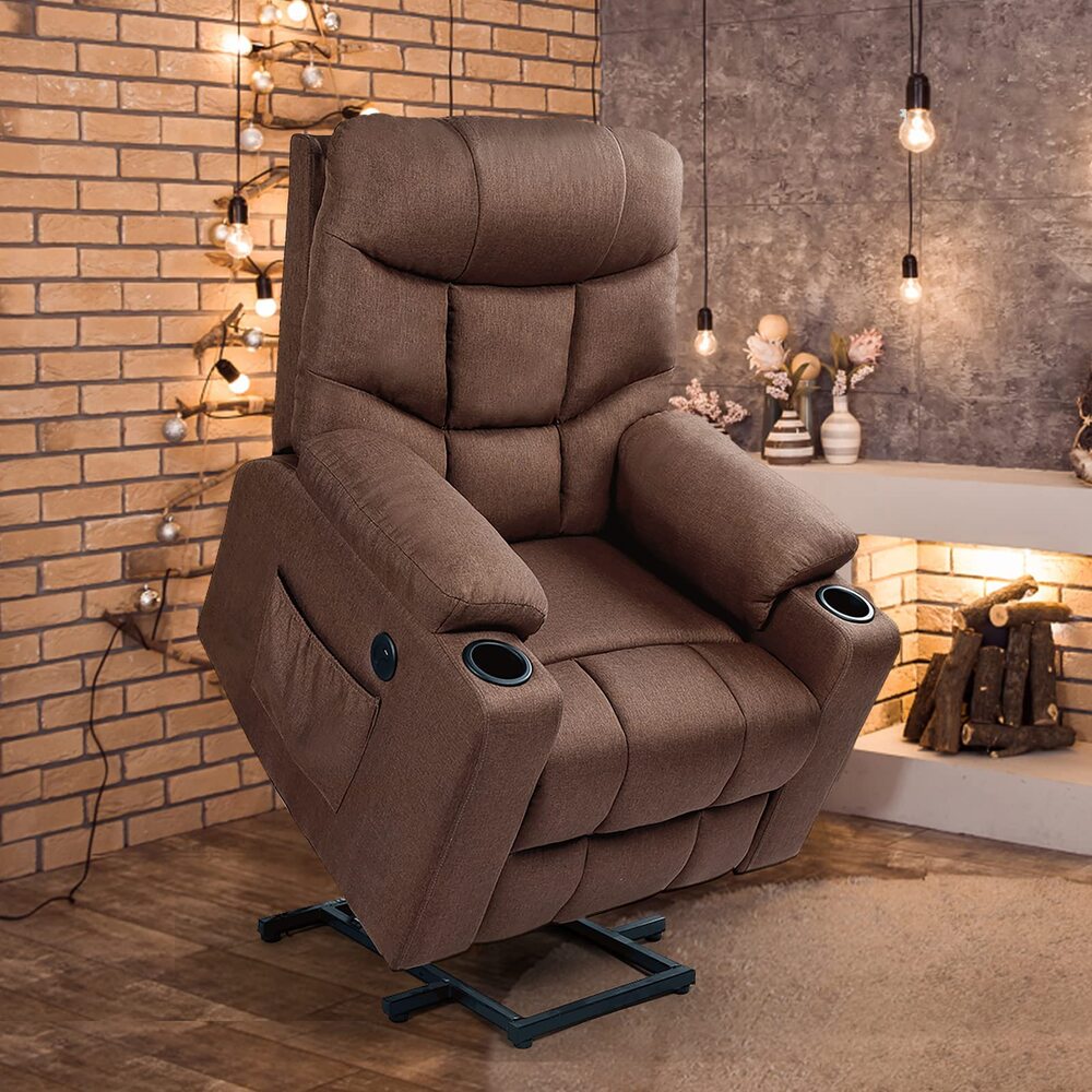 Small Electric Recliner Chairs, Power Recliner Chair on Clearance with USB Port, Home Theater Recliners, Thick Back Cushion, Ergonomic Narrow