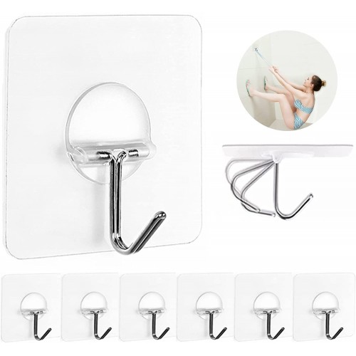 12Pack Heavy Duty Adhesive Hooks Towel Hook Stick on Hooks Wall Hangers  Waterproof Stainless Steel Sticky Hooks for Hanging Bathroom Kitchen Home -  Silver 
