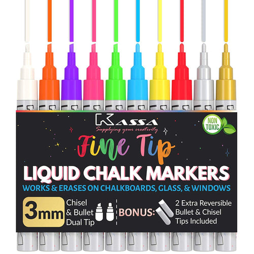 ARTISTRO 8 Neon Chalk Markers - Erasable Chalk Pens with 6mm Reversible Tip  for Blackboard, Chalkboard, Car Window, Glass - Liquid Chalk Markers Ideal