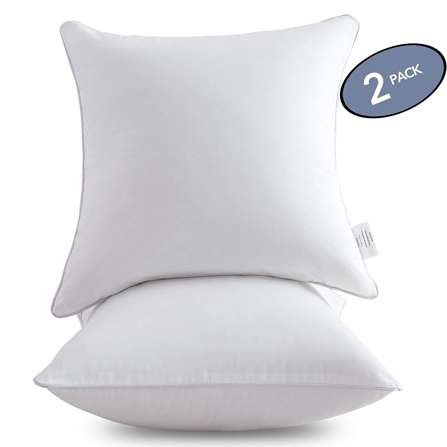18 x 18 Outdoor Pillow Inserts Set of 4 Water Resistant Throw Pillow Inserts Premium Hypoallergenic Pillow Insert, White