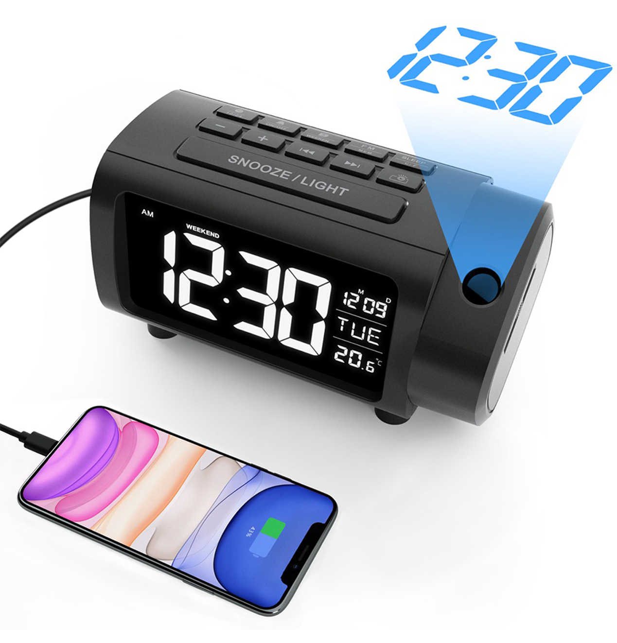 SMARTRO Projection Alarm Clock Digital Clock with Indoor