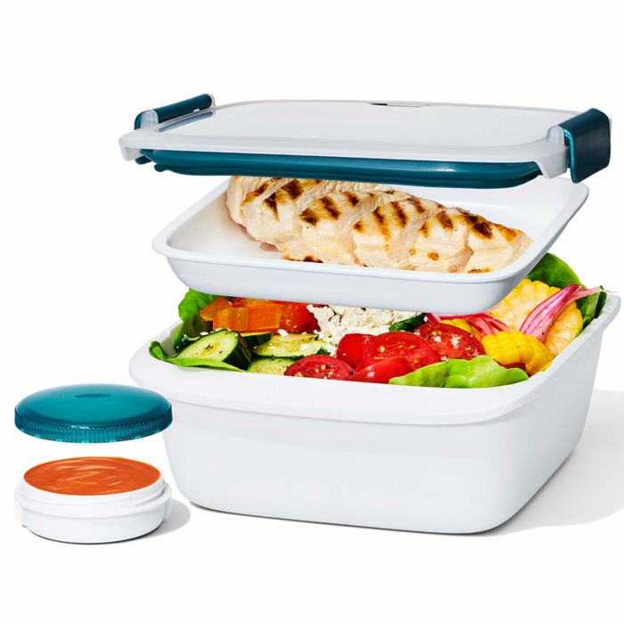 Leak Proof Salad Lunch Container 3 Compartment Bento-Style Tray, Sauce  Container, Reusable Cutlery Only $21.99 PatPat US Mobile