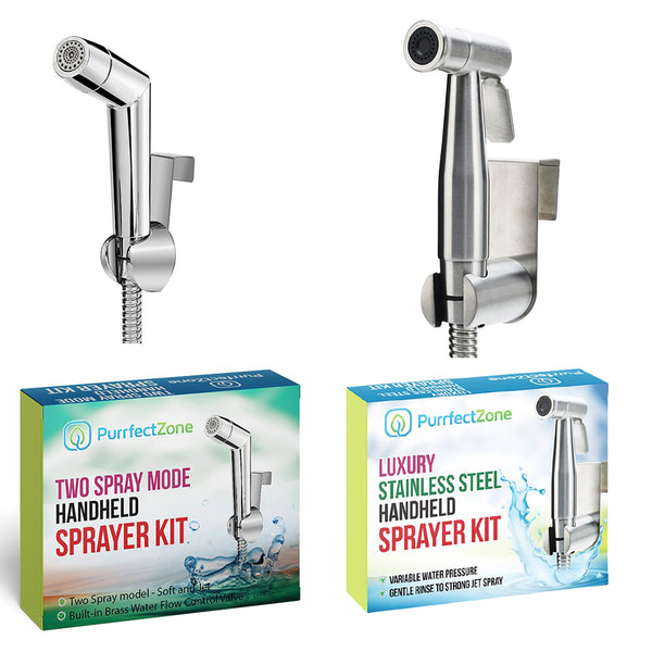 Modern Handheld Bidet Toilet Sprayer Set, Stainless Steel, Easy to Install  Toilet Paper Alternative, With Flow Control Valve (Minimalist)