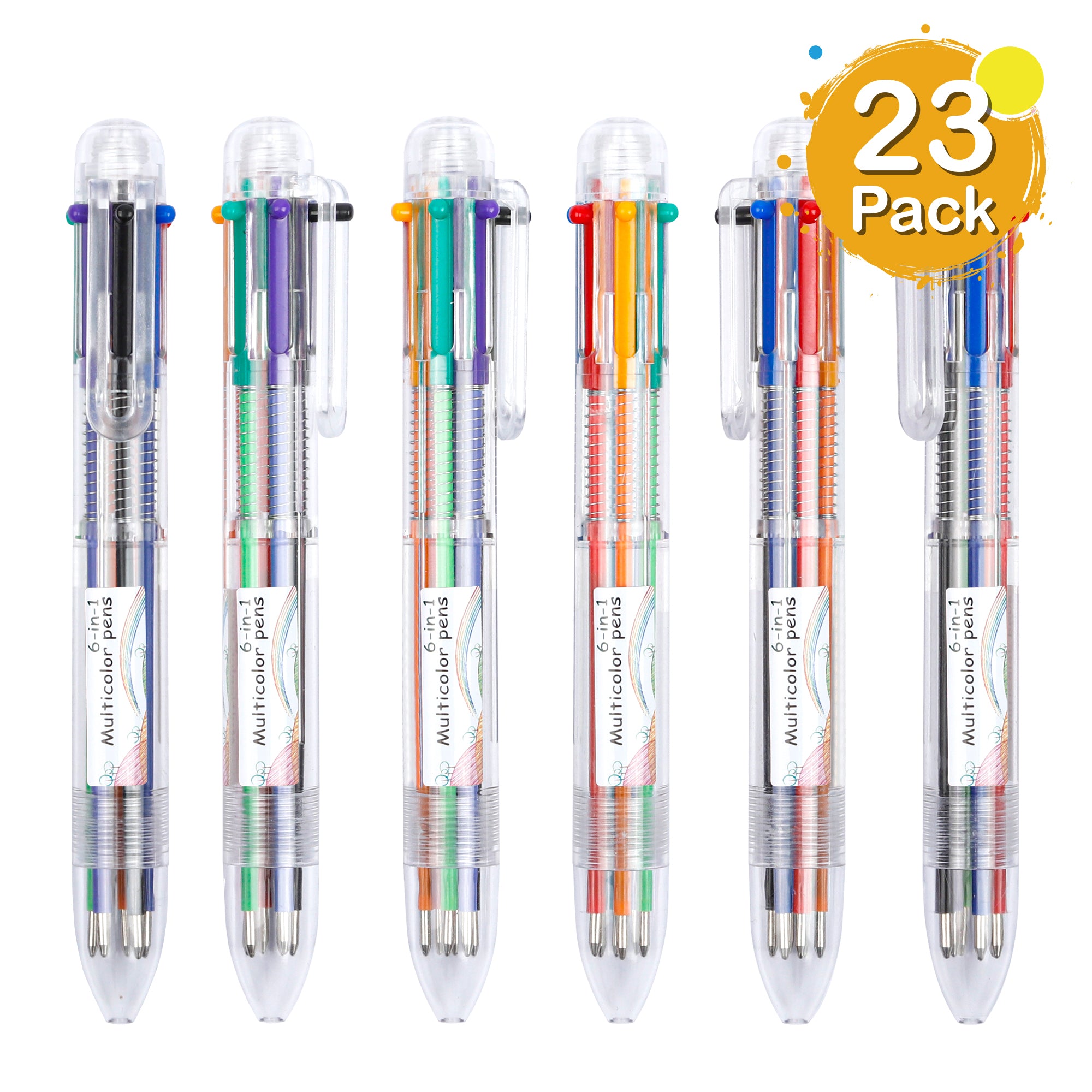  Hutou 6 Pack 0.5mm 6-in-1 Multicolor Ballpoint Pen 6