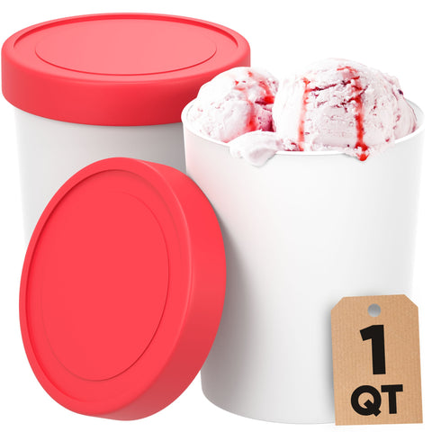 Easy to Use and Clean 2 Ice Cream Pint Containers for Homemade Ice