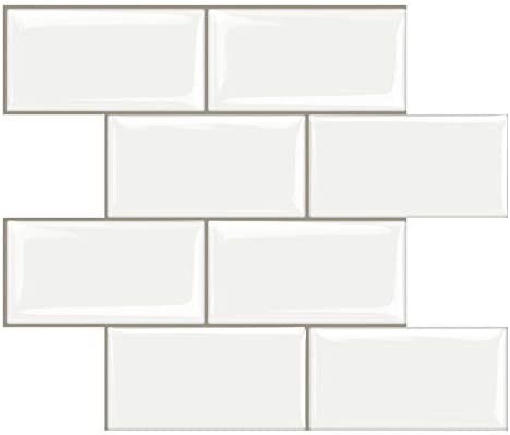 Long King Tile LONGKING White Subway 12 in. x 12 in. Peel and Stick Wall Tile Backsplash (10-Pack), Size: 11.6 inch x 11.6 inch