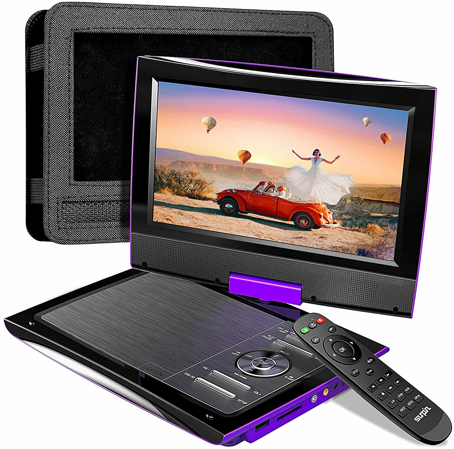 10.5 Dual Screen Portable DVD Player for Car, Arafuna 5-Hour Rechargeable  Car DVD Player with Full HD Digital Signal Transmission, Headrest DVD
