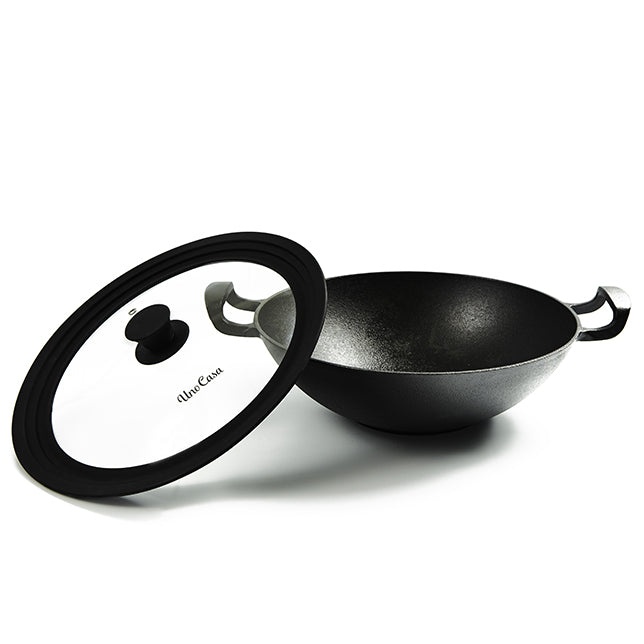 MICHELANGELO Wok Pans with Lid, Nonstick Wok with Frying Basket