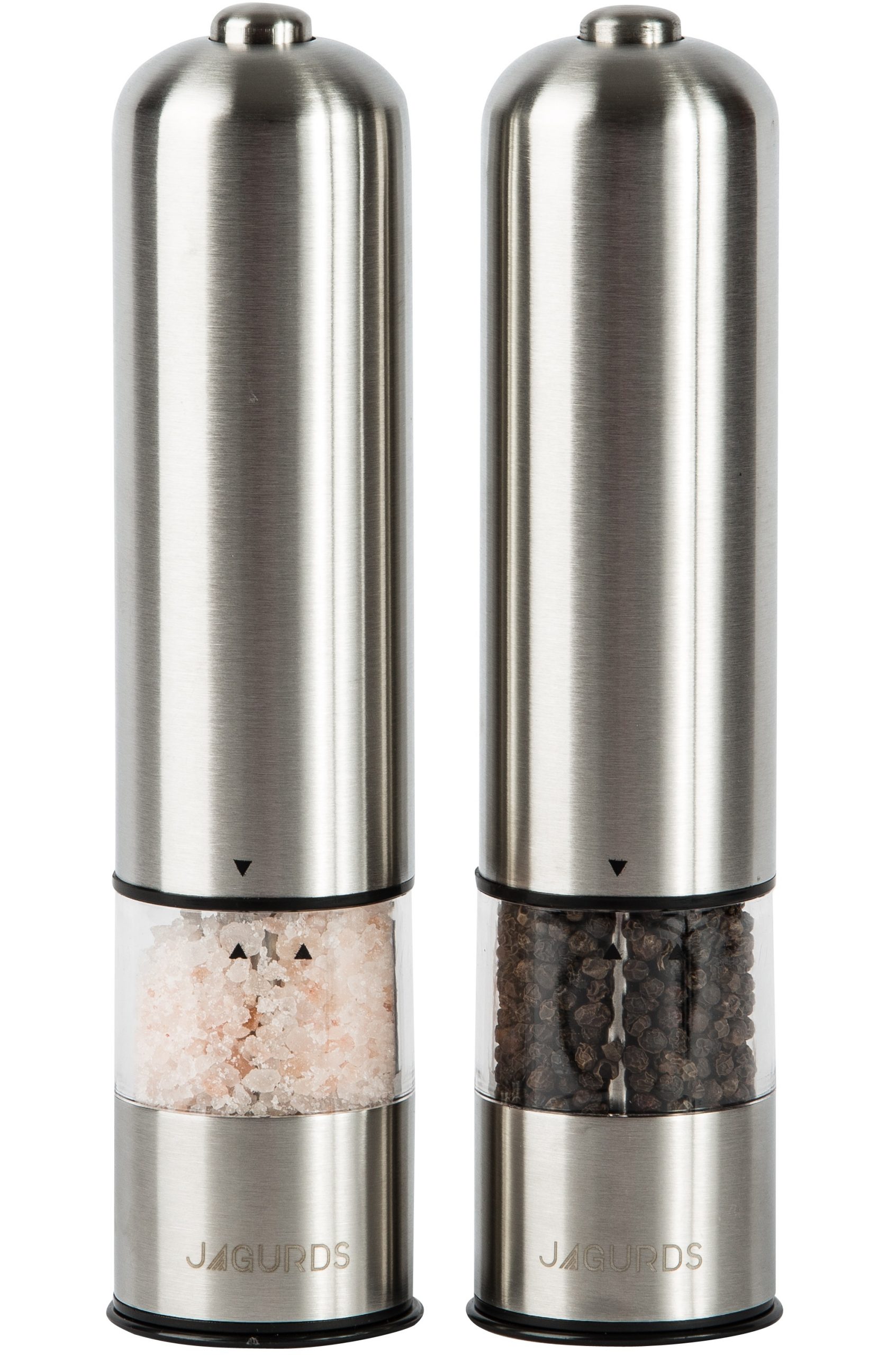 Flafster Kitchen Electric Pepper Grinder - Battery Powered Stainless Steel Salt or Pepper Mill - Silver